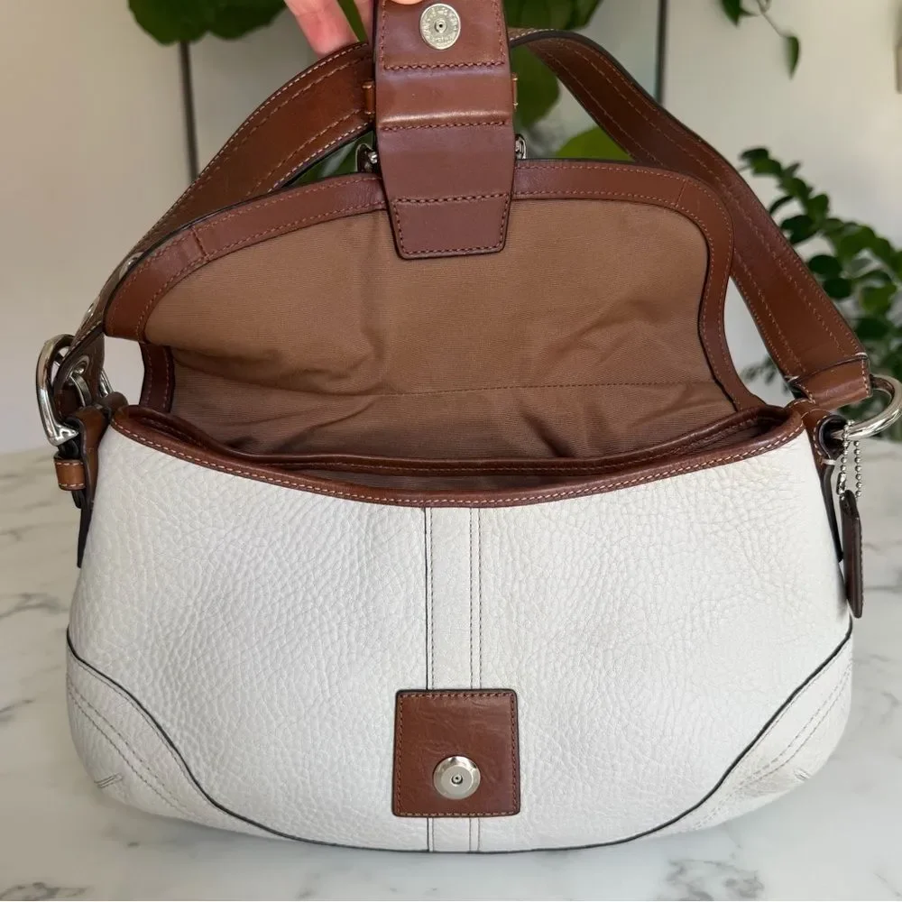 COACH Y2K Vintage Soho Medium Buckle Leather Shoulder Bag F12301 Cream Brown